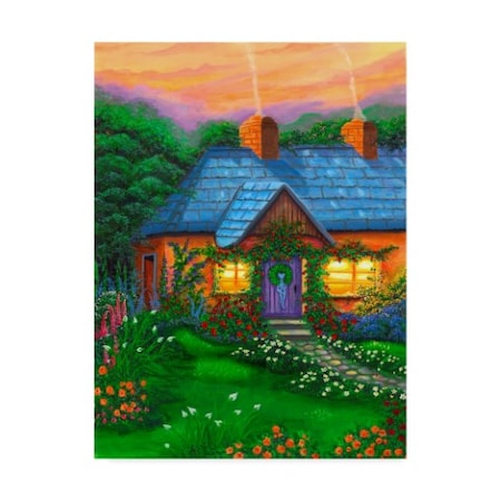 Bonnie B Cook 'Rose Cottage Blue Roof' Canvas Art,24x32